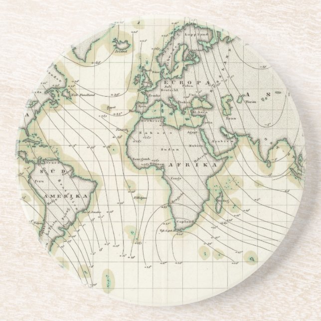 World's magnetic declination coaster (Front)