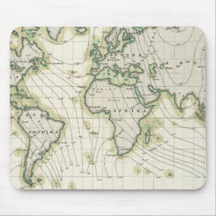 World's magnetic declination mouse mat