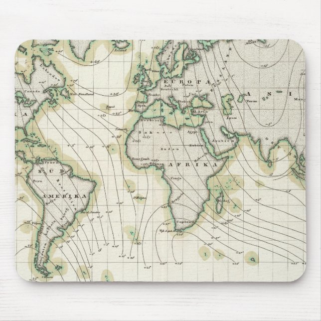 World's magnetic declination mouse mat (Front)