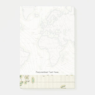 World's magnetic declination post-it notes