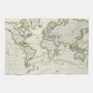 World's magnetic declination tea towel