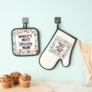 World's Most Amazing Mum Oven Mitt & Pot Holder Set