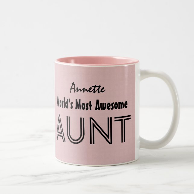 World's Most Awesome AUNT Custom Pink Gift Item 03 Two-Tone Coffee Mug (Right)