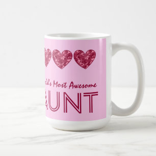 World's Most Awesome AUNT Pink Camo Hearts V05 Coffee Mug