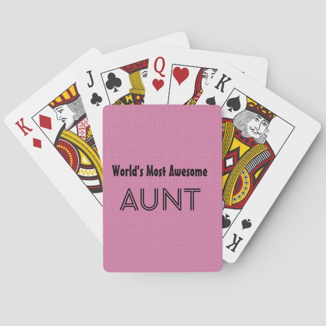 World's Most Awesome AUNT Pink Squares Pattern Playing Cards (Back)