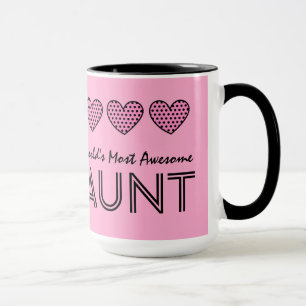 World's Most Awesome AUNT Polka Dot Hearts V01 Mug