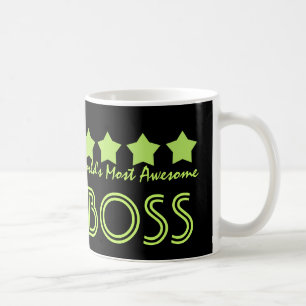 World's Most Awesome BOSS V22 LIME GREEN Stars Coffee Mug