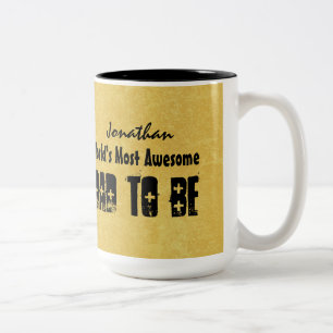 World's Most Awesome Custom Name Gold Grunge Two-Tone Coffee Mug