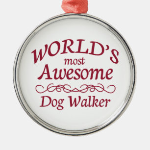World's Most Awesome Dog Walker Metal Tree Decoration