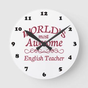 World's Most Awesome English Teacher Round Clock