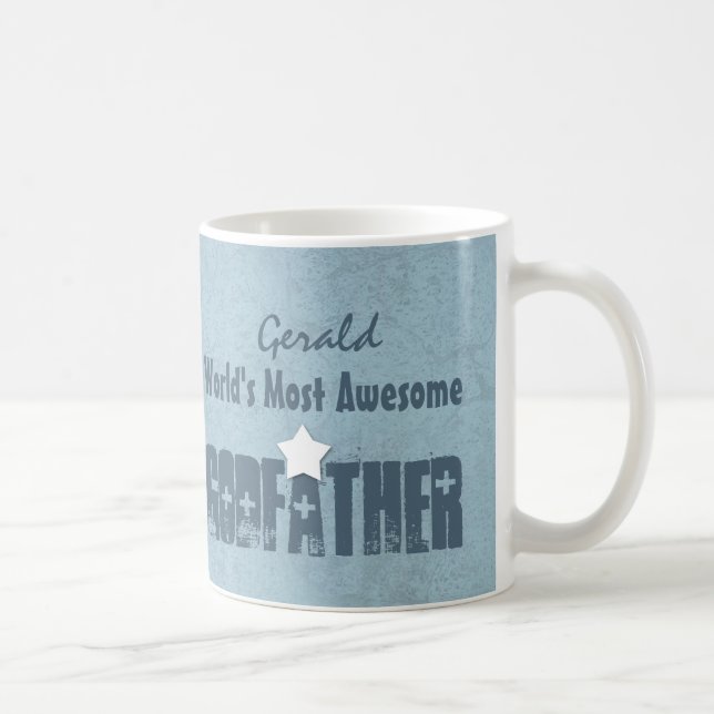 World's Most Awesome GODFATHER Blue Grunge W06C1 Coffee Mug (Right)