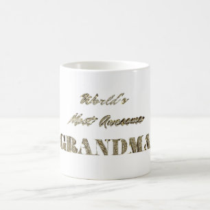 World's Most Awesome Grandma Golden Typography Coffee Mug