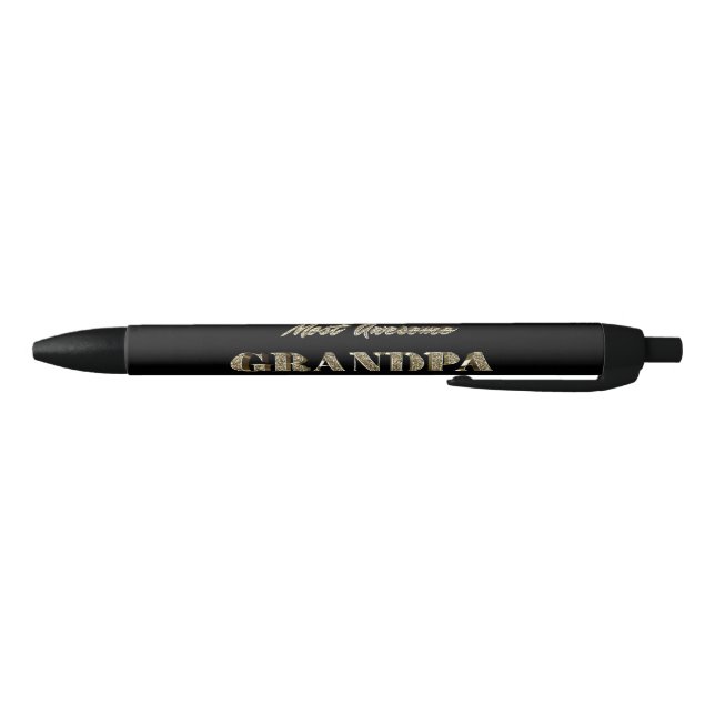 World's Most Awesome Grandpa Black Gold Typography Black Ink Pen (Bottom)