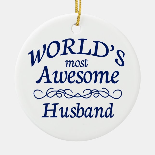 World's Most Awesome Husband Ceramic Tree Decoration (Front)