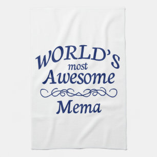 World's Most Awesome Mema Tea Towel