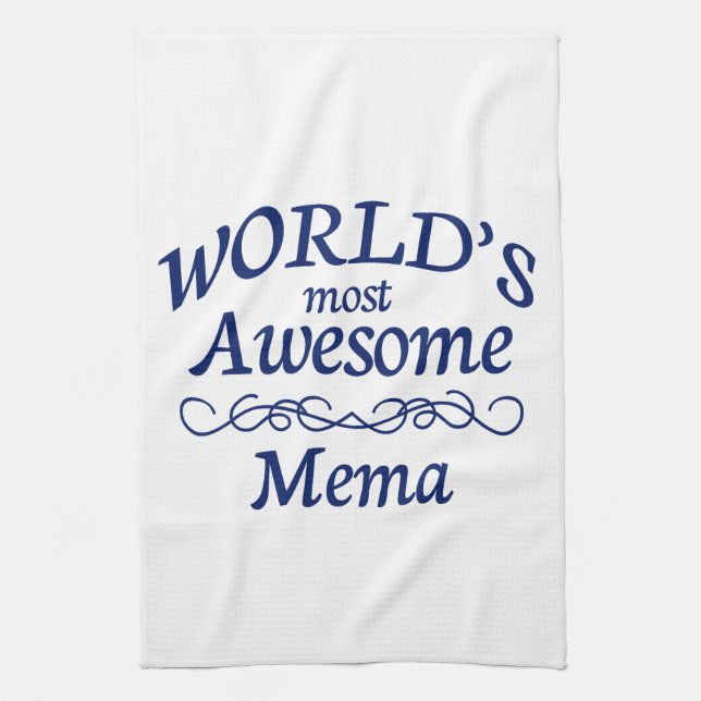 World's Most Awesome Mema Tea Towel (Vertical)