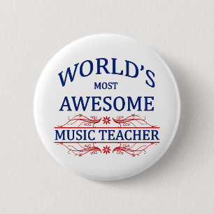 World's Most Awesome Music Teacher 6 Cm Round Badge