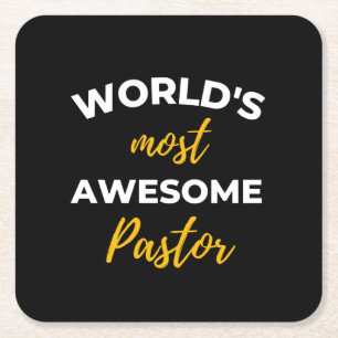 World's Most Awesome Pastor Square Paper Coaster