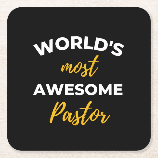 World's Most Awesome Pastor Square Paper Coaster (Front)