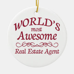 World's Most Awesome Real Estate Agent Ceramic Tree Decoration