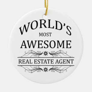 World's Most Awesome Real Estate Agent Ceramic Tree Decoration