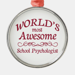 World's Most Awesome School Psychologist Metal Tree Decoration
