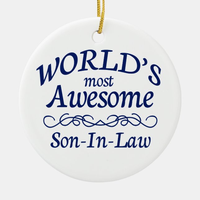 World's Most Awesome Son-In-Law Ceramic Tree Decoration (Front)