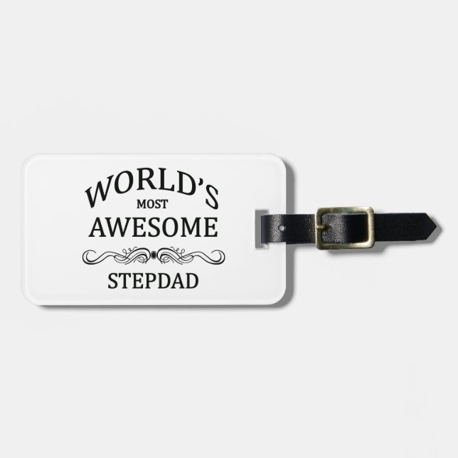 World's Most Awesome Stepdad Luggage Tag (Front Horizontal)