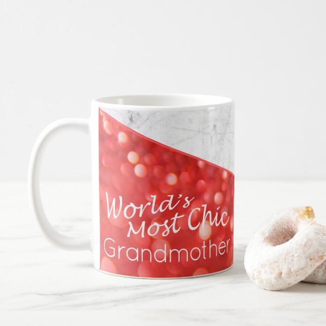 World's Most Chic Grandmother Coral White Marble Coffee Mug (With Donut)