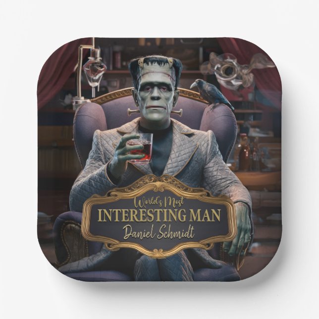 World's Most interesting Man, Personalised Paper Plate (Front)