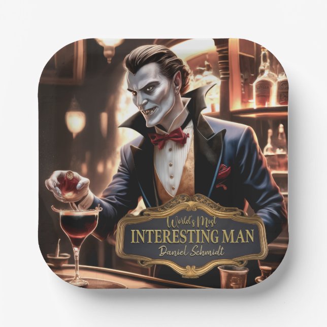 World's Most interesting Man, Personalised Paper Plate (Front)