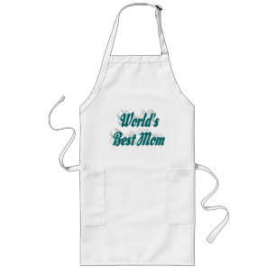 Worlds Number 1 Mum blue green text Long Apron