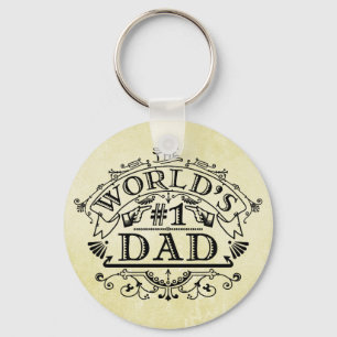 World's Number One Dad Vintage Flourish Key Ring