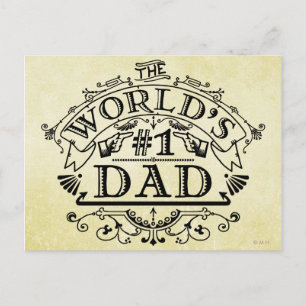 World's Number One Dad Vintage Flourish Postcard