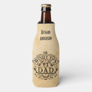 World's Number One Dad Vintage Personalised Bottle Cooler