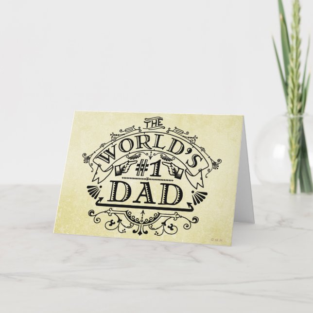World's Number One Dad Vintage Personalised Card (Front)