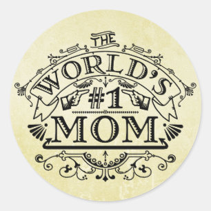 World's Number One Mum Vintage Flourish Classic Round Sticker