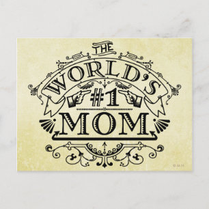 World's Number One Mum Vintage Flourish Postcard