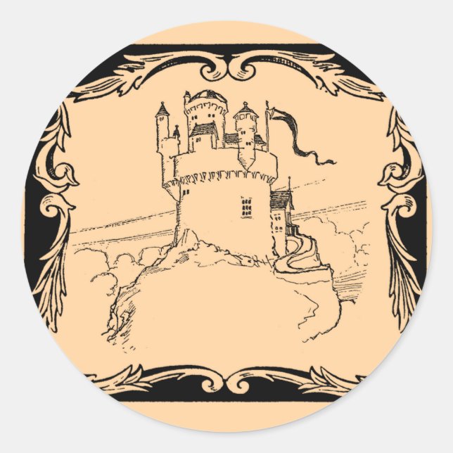 Worlds of Fantasy: Mediaeval Castle Classic Round Sticker (Front)