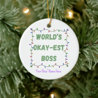 World's Okay-est Boss Christmas Work Office Group Ceramic Tree Decoration