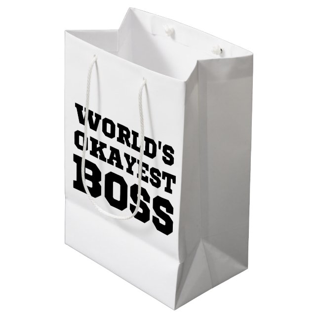 World's Okayest Boss Medium Gift Bag (Front Angled)
