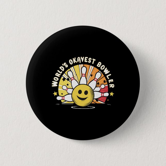 World's Okayest Bowler Funny Bowling Ll And Pins B (Front)