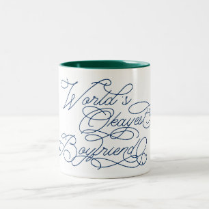 World's Okayest Boyfriend Funny Cute Love Quote Two-Tone Coffee Mug