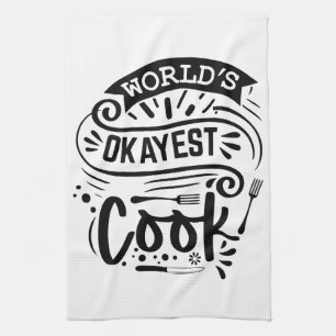 World's Okayest Cook Apron – Kitchen Utensils Tea Towel