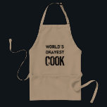 World's okayest cook | Funny bbq apron for men<br><div class="desc">World's Okayest cook | Funny bbq apron for men. Barbecue gift for men. Cute Birthday gift idea for dad,  uncle,  grandpa,  brother,  husband,  son etc. Barbeque aprons in beige yellow and white. Vintage typography.</div>