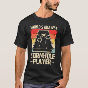 Worlds Okayest Cornhole Player Retro Cornhole Bean T-Shirt