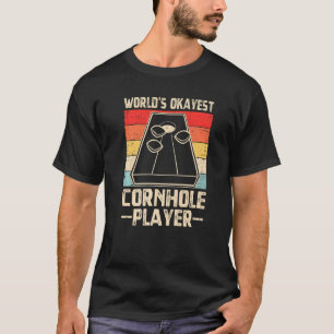 Worlds Okayest Cornhole Player Retro Cornhole Bean T-Shirt