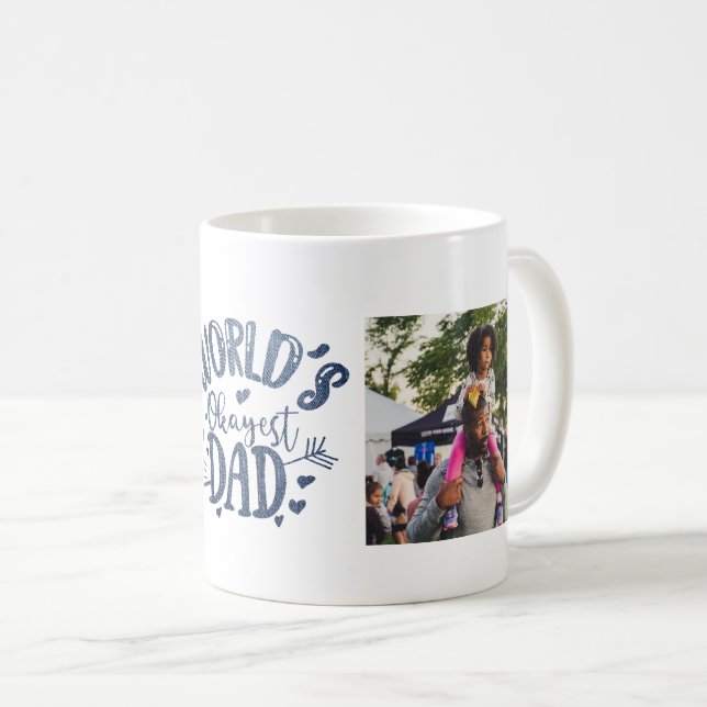 World's Okayest Dad in Blue Denim 2 photo Coffee Mug (Front Right)