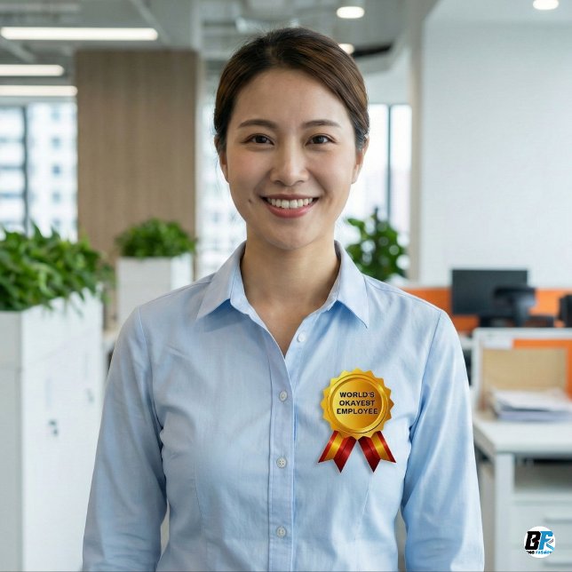 World's Okayest Employee | Funny Gold Medal Award 6 Cm Round Badge (Creator Uploaded)