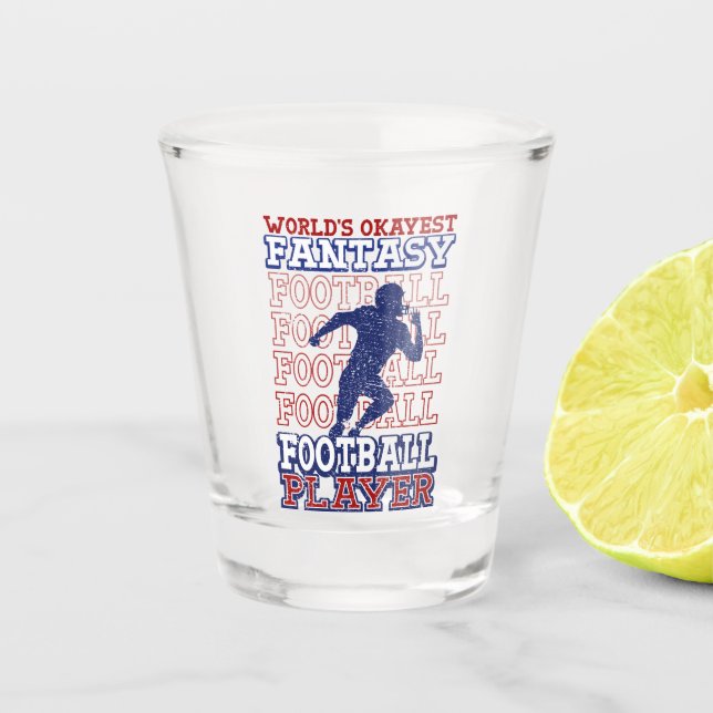 World's Okayest Fantasy Football Player USA Colour Shot Glass (Front)
